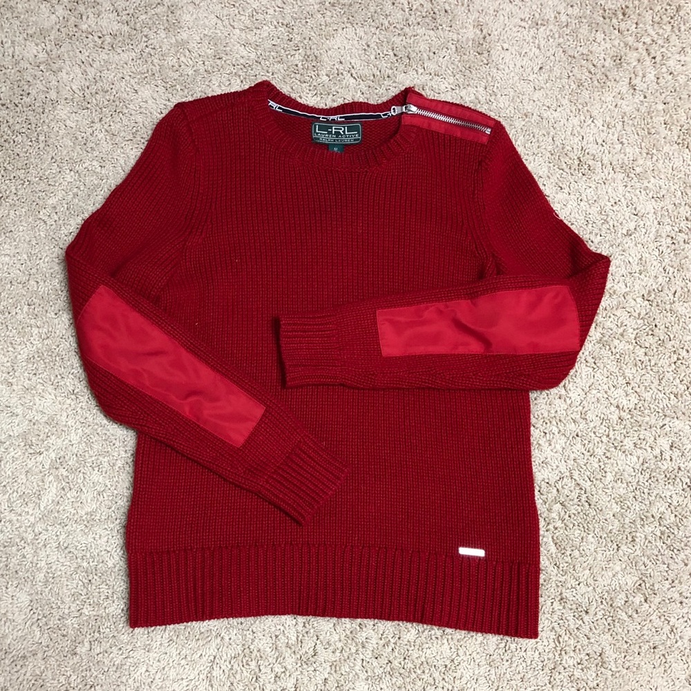 RALPH LAUREN RED SWEATER  ZIPPER  - RIGHT SHOULDER